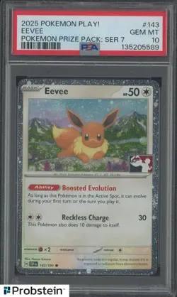 2025 Pokemon Play! Pokemon Prize Pack SER 7 #143 Eevee PSA 10 GEM MINT - Image 1