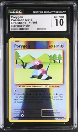 Porygon *CGC 10* Reverse Holo *Evolutions* #71 *2016* Pokemon - Image 1