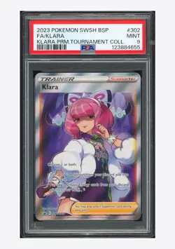 Pokemon PSA 9 Klara Promo 2023 SWSH302 Premium Tournament Collection English - Image 1