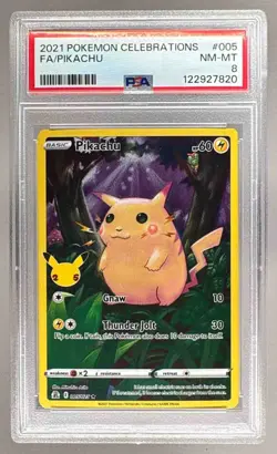 122927820 Pikachu 2021 Pokemon Sword & Shield Celebrations #5 PSA 8 - Image 1