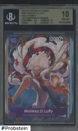 2022-24 One Piece Promos 1st Anniversary Winner #P041 Monkey D.Luffy BGS 10 - Image 1