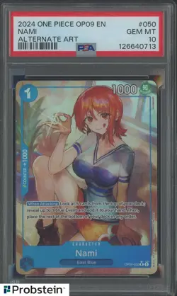 2024 One Piece OP09 EN #050 Nami Alternate Art PSA 10 GEM MINT - Image 1
