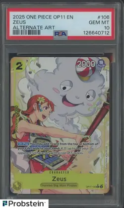 2025 One Piece TCG OP11 EN #106 Zeus Alternate Art PSA 10 GEM MINT - Image 1