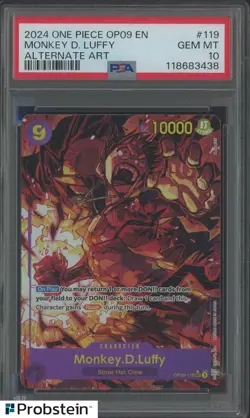 2024 One Piece OP09 EN #119 Monkey D.Luffy PSA 10 GEM MINT - Image 1