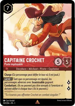 107/204 FR | Capitaine Crochet, Pirate impitoyable | carte Disney Lorcana (2023) - Image 1