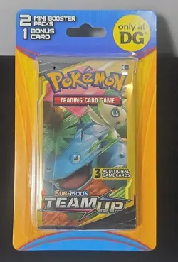POKEMON-TEAM UP-DOLLAR GENERAL-2 MINI BOOSTER PACKS-1 BONUS CARD-VENUSAUR/CELEBI - Image 1