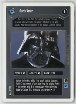 Star Wars CCG Darth Vader Card 1995 Decipher Persona Dark Jedi Collectible Card - Image 1