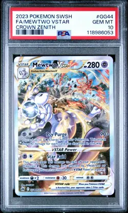 Mewtwo VStar PSA 10 GG44 English Pokemon Card 2023 Crown Zenith Alternate Art - Image 2