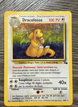 Dracolosse (Dragonite) French Fossil Holo Unlimited Pokemon Card 4/62 See Pics - Image 2