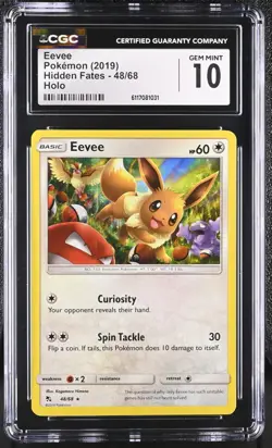 Pokemon 2019 Eevee Holo Hidden Fates # 48/68 CGC 10 - Image 1
