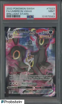 2022 Pokemon SWSH Brilliant Stars #TG23 FA Umbreon VMAX PSA 9 MINT - Image 1