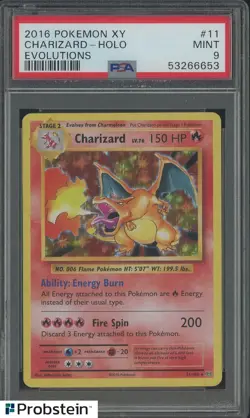 2016 Pokemon XY Evolutions #11 Charizard Holo PSA 9 MINT - Image 1