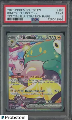 2025 Pokemon JTG EN Special Illustration Rare #183 Iono's Bellibolt ex PSA 9 - Image 1