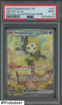 2025 Pokemon BLK EN Special Illustration Rare #167 Meloetta ex PSA 9 - Image 1