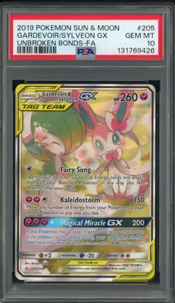 2019 Pokemon SM Unbroken Bonds #205 Gardevoir & Sylveon GX PSA 10 - Image 1