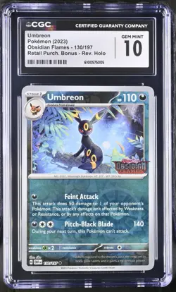 2023 Pokemon Obsidian Flames Stamped Promo English Umbreon #130/197 CGC 10 - Image 1