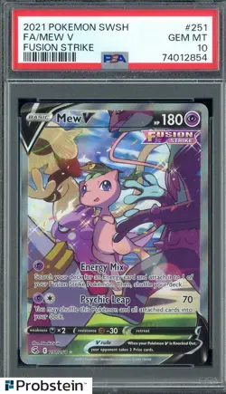 2021 Pokemon SWSH Fusion Strike #251 FA Mew V PSA 10 GEM MINT - Image 1