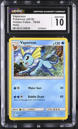 Pokemon 2019 Vaporeon Holo Hidden Fates #18/68 CGC 10 - Image 1