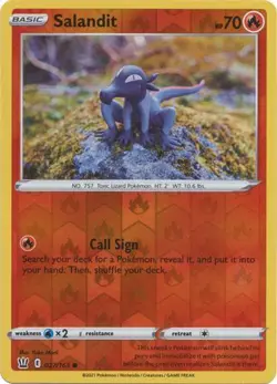 SALANDIT 027/163 BATTLE STYLES POKEMON (REVERSE HOLO, NM) - Image 1