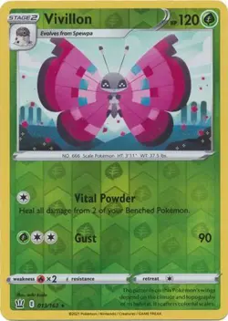 VIVILLON 013/163 BATTLE STYLES POKEMON (REVERSE HOLO, NM) - Image 1