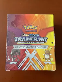 Pokemon TCG Sun & Moon Trainer Kit Lycanroc & Alolan Raichu Box of 8 Packs - NEW - Image 1