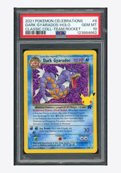 Pokemon PSA 10 Dark Gyarados Holo 2021 8/82 Celebrations English - Image 1