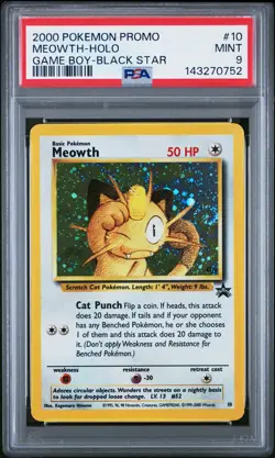 2000 POKEMON PROMO BLACK STAR GAME BOY #10 MEOWTH-HOLO PSA 9 - Image 1