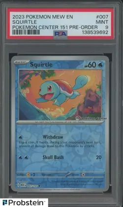 2023 Pokemon MEW EN PC 151 PRE ORDER #007 Squirtle PSA 9 MINT - Image 1