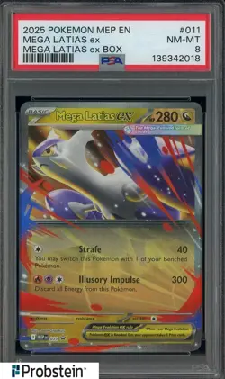2025 Pokemon MEP EN Mega Latias ex Box #011 Mega Latias ex PSA 8 NM-MINT - Image 1
