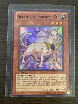 Yugioh Crystal Beast Amethyst Cat RYMP-EN041 Super Rare 1st Ed - VLP - Image 1