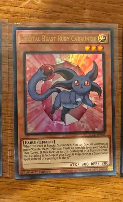Yugioh Crystal Beast Ruby Carbuncle BLCR-EN047 Ultra Rare 1st Edition NM - Image 1