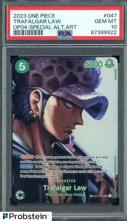 2023 One Piece OP04 Special Alternate Art #047 Trafalgar Law PSA 10 GEM MINT - Image 1