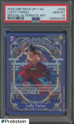 2025 One Piece OP11 EN #005 Luffy Tarou SAR PSA 10 GEM MINT - Image 1