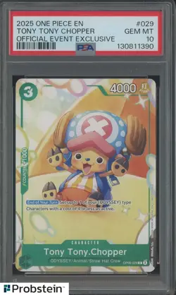 2025 One Piece EN Official Event Exclusive #029 Tony Tony Chopper PSA 10 - Image 1