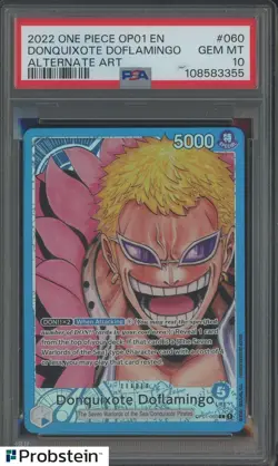 2022 One Piece OP01 EN #060 Donquixote Doflamingo PSA 10 GEM MINT - Image 1