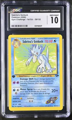 CGC 10 GEM MINT Sabrina's Golduck Gym Challenge 1st Edition 30/132 Pokemon Card - Image 1