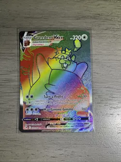 Pokemon Greedent VMAX Holo Rainbow Secret Swsh08: Fusion Strike Card 272/264 - Image 1