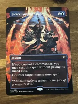 MTG Fierce Guardianship Commander Masters Rare Foil Borderless 694 NM - Image 1