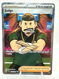 Pokemon TCG Judge 228/091 Paldean Fates Full Art Trainer Near Mint Condition - Image 1