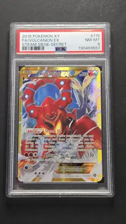 PSA 8 Volcanion EX 115/114 Steam Siege Secret Rare Pokemon 2016 - Image 1