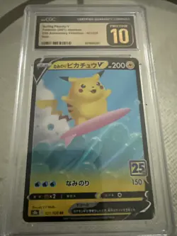 Pokemon TCG Surfing Pikachu v Celebrations Holo Ultra R 021/p28 CGC 10 Pristine - Image 1