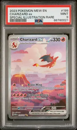 POKEMON 2023 CHARIZARD ex SPECIAL ILLUSTRATION RARE MEW EN-151 #199 PSA 9 - Image 1