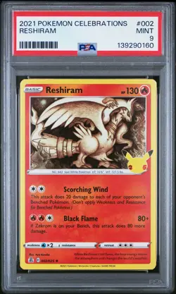 2021 Pokemon Celebrations Reshiram 002/025 PSA 9 MINT - Image 1