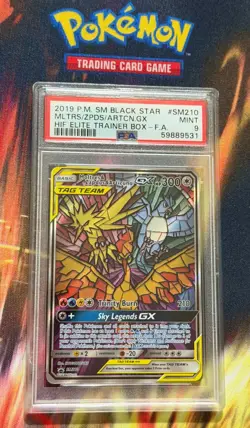 Pokemon PSA 9 MINT S&M Promo FULL ART Moltres & Zapdos & Articuno GX SM210 - Image 1