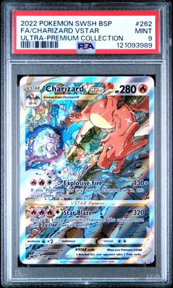 2022 POKEMON SWSH BLACK STAR PROMO #262 FULL ART/CHARIZARD VSTAR PSA 9 - Image 1