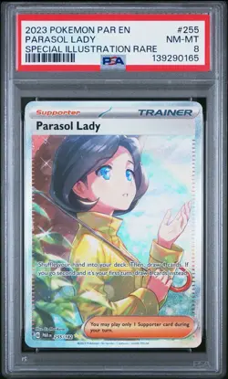 Pokemon Parasol Lady SV04 255/182 Special Illustration Rare Holo PSA 8 - Image 1