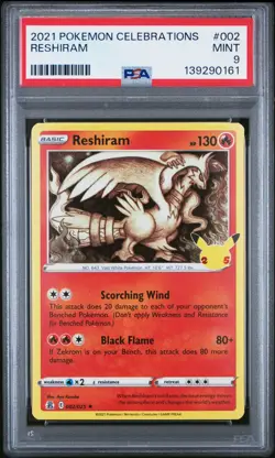 2021 Reshiram 002/025 Pokemon Celebrations PSA 9 - Image 1