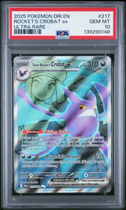 TEAM ROCKET'S CROBAT EX 2025 POKEMON ULTRA RARE 217/182 PSA 10 GEM MT - Image 1