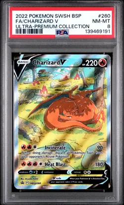 CHARIZARD V 2022 POKEMON BLACK STAR PROMO ULTRA PREMIUM #SWSH260 PSA 8 NM-MT - Image 1