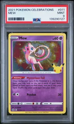 2021 POKEMON SWORD & SHIELD CELEBRATIONS #011/025 MEW HOLO PSA 9 - Image 1